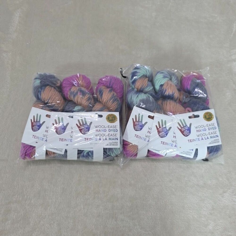 Lion Brand Wool-Ease Hand Dyed Lavender Honey 3.5oz/146yd Same Lot/Color 6 Skein